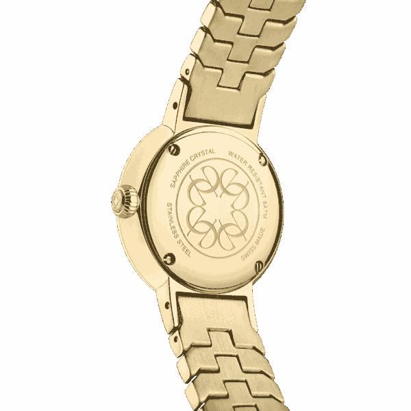 IDYLLE DIAMOND GOLD green mother-of-pearl dial, with 59 diamonds on the bezel and index.