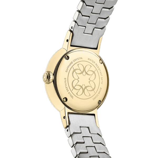 IDYLLE DIAMOND MINI GOLD, STAINLESS STEEL  green mother-of-pearl dial, with 64 diamonds on the bezel and index.