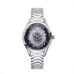 SS Case, Diamonds on dial and Index, Black Dial, SS Band-Butterfly Buckle
