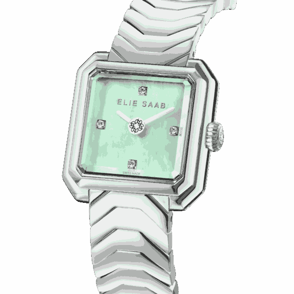 CARRÉ STAINLESS STEEL  light-blue MOP dial with four diamonds on the index