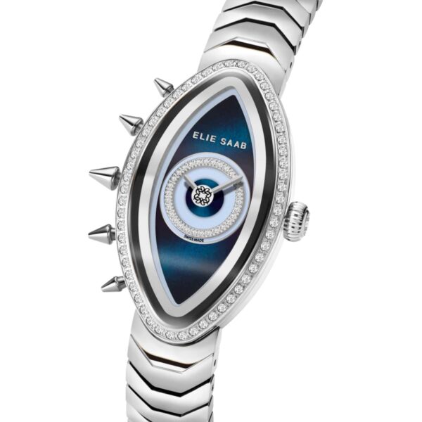 SS Case, 86pcs Diamonds on Bezel and Dial, Blue/Light Blue Dial, SS Band-Butterfly Buckle