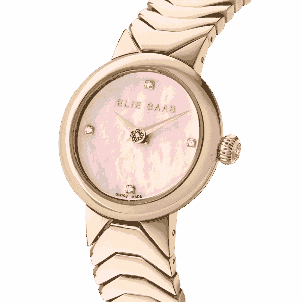 IDYLLE MINI ROSE GOLD  pink mother-of-pearl dial with 4 diamonds on the index.