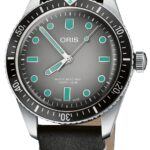 Oris Divers Sixty-Five Dial: grey Leatherstrap black