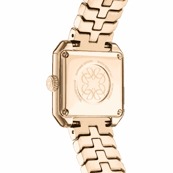 CARRÉ DIAMOND ROSE GOLD green mother-of-pearl dial, with 48 diamonds on the bezel and index.