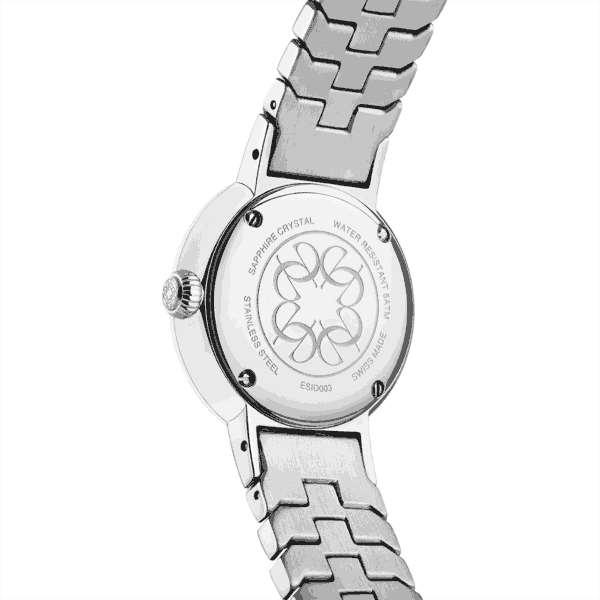 SS Case, 4pcs Diamonds on Index, White MOP Dial, SS Band-Butterfly Buckle