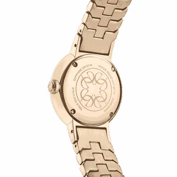 IDYLLE MINI ROSE GOLD  pink mother-of-pearl dial with 4 diamonds on the index.